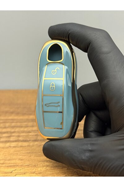 Mavi Keys Husă de protecție pentru chei din silicon cu 3 butoane compatibilă cu Porsche Panamera, Macan, Cayenne – Culoare gri