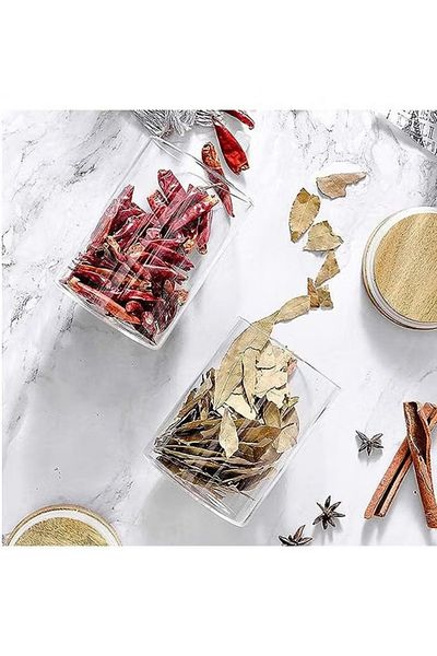 Generic 12-Piece Glass Jars with Wooden Lid Clear/Brown 12 x 200ml