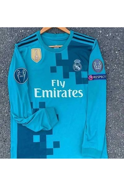 Lion Spor R'Eal m'Adrid Cristiano Ronaldo 2017/18 Champions League Turquoise Long Sleeve Shirt