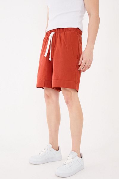 RELAXL 100% Cotton Şile Cloth Relaxed Fit Unisex Short Shorts Tile