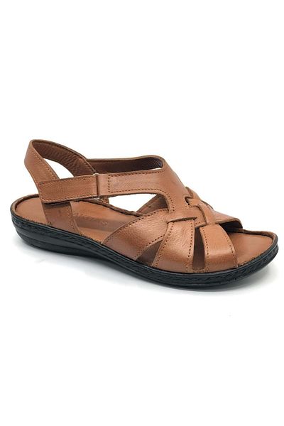 KOCAMANLAR Footmate %100 genuine leather full orthopedic fus pedal sole women's sandal taba