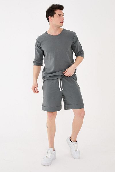 RELAXL 100% Cotton Loose Fit Women's Men's Short Dark Gray Summer Shorts