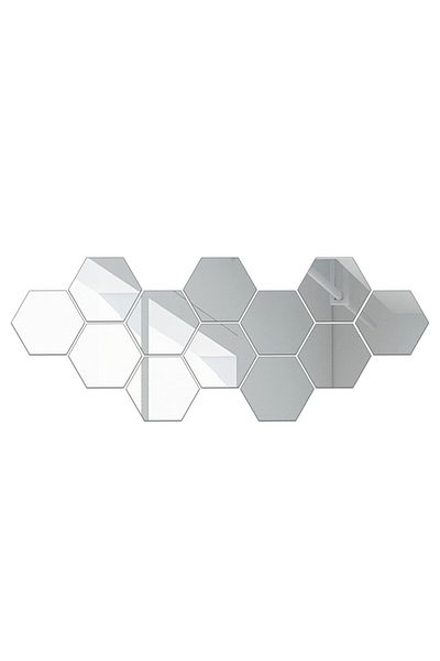 Mirror Set de 12 autocolante de perete cu oglindă, 126 * 110 * 63 mm, argintii