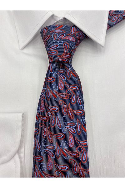 Pierre Cardin Pi̇erre Cardi̇n Woven Fabric Patterned Bordo Blue Tie