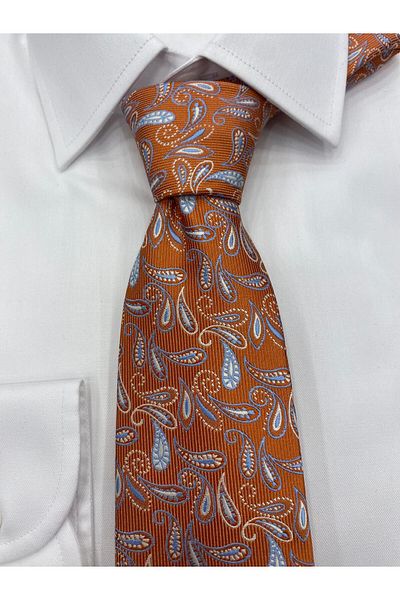 Pierre Cardin Pi̇erre Cardi̇n Woven Fabric Patterned Orange Blue Tie