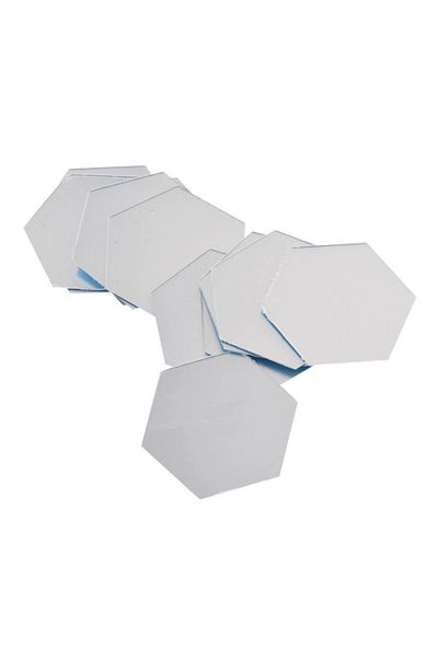 Mirror Set of 12 Acrylic Hexagonal Mirrors, 16 CM, Silver Crystal