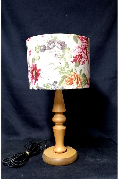 TEKAY AYDINLATMA Wooden Lampshade with Rose Pattern Fabric Headboard