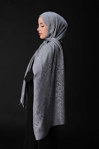Imannoor Signature Monogram Burgundy Shiny Jacquard Shawl 70X200