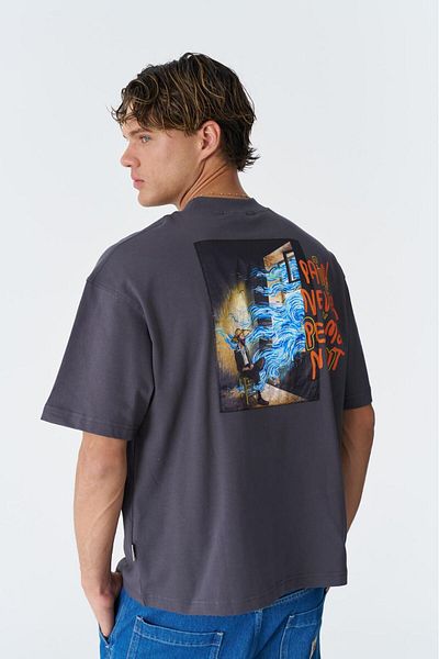 CANMODA Μπλουζάκι Oversize "Pain Never Permanent" - Καπνιστό