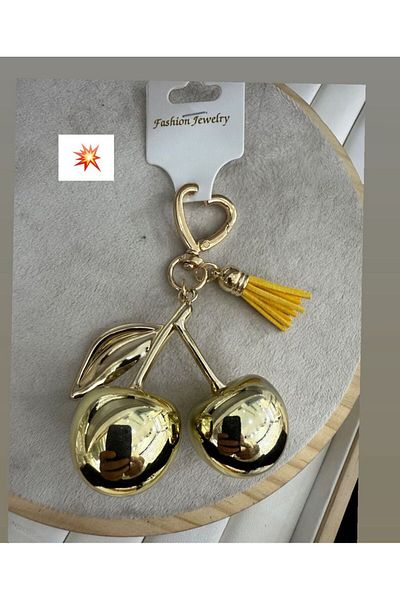 demirosa Gold Cherry Keychain or Bag Accessory