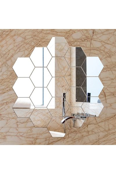 Mirror Hexagon Design Mirror Set - Decorative Acrylic Crystal 10 pieces/set