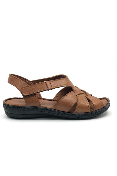 KOCAMANLAR Footmate %100 genuine leather full orthopedic fus pedal sole women's sandal taba