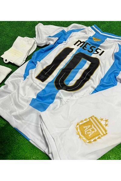 BARBITOS Argentina Lionel Messi New Season Home Away Kids Jersey 4S Set Socks Wristband with Gift Hd1199