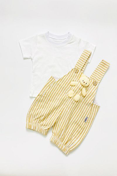 TUOBEBE Striped Baby Unisex Cream Striped Salopet