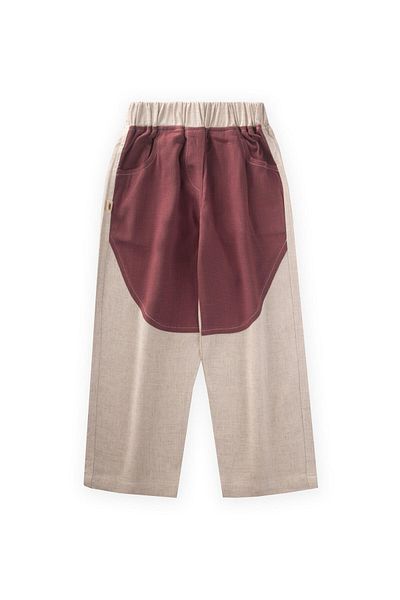 Cigit Two Color Linen Trousers 2-7 Years Old Plum