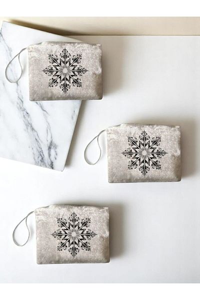 lili hediyelik Snowflake Printed 3-Piece Handbag Coin Bag