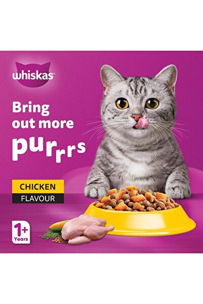 Whiskas Dry Cat Food with Chicken, 1.2 kg Bag, for Adult Cats 1+ Year