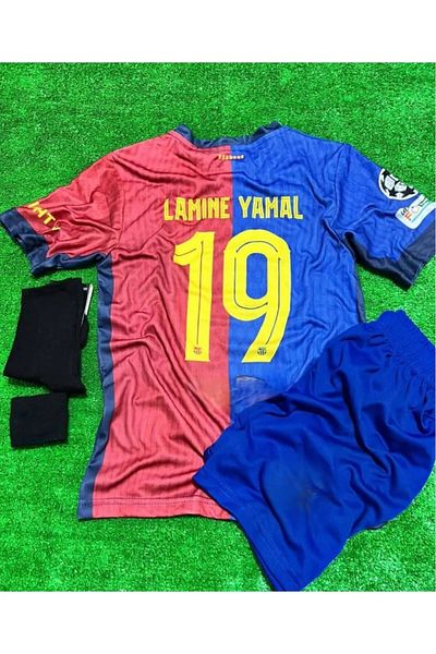 BARBITOS Laminated Yamal B.A.R.C.E.L.O.N.A New Season Home Away Kids Football Jersey Set of 4 Hd1199