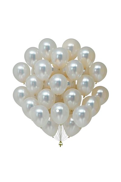 tedaks 20Pcs 12 Inch 30 cm Metallic White Balloon Birthday Ornament