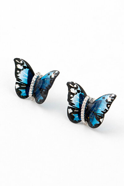 Sortie Aksesuar Butterfly figured gilded zircon stone epoxy translucent studd...