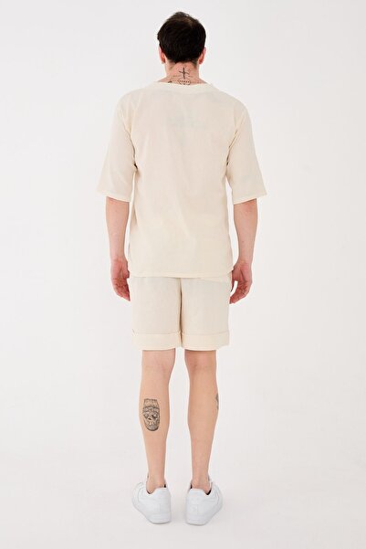 RELAXL 100% Cotton Comfortable Fit Men's Women's Style Summer Cream Shorts