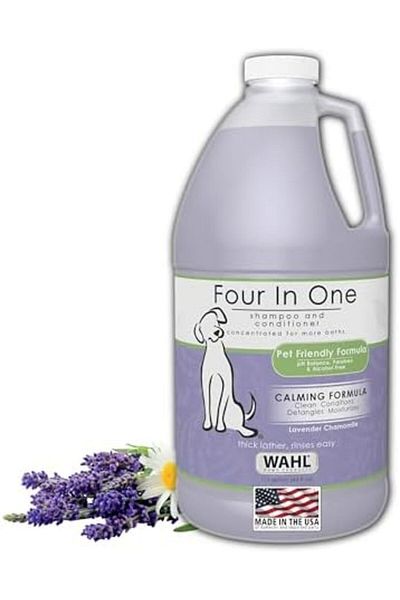 Wahl USA 4-in-1 Calming Pet Shampoo for Dogs – Cleans, Conditions, Detangles, & Moisturizes with L