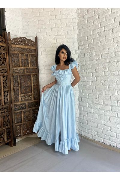 moneta boutique Rochie cămașă cu design lung cu mâneci cu volane