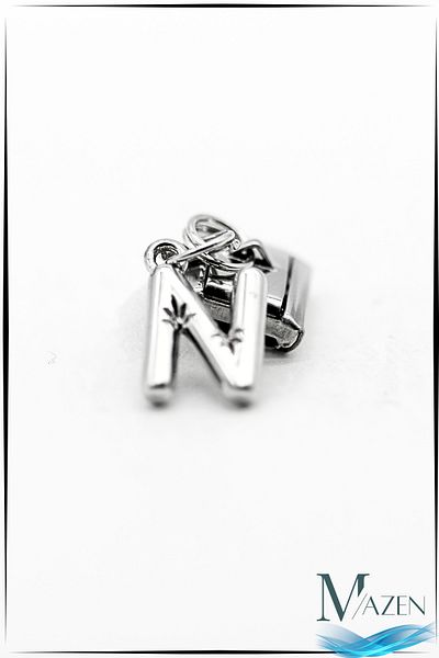 MAZEN N Letter Hanging Steel Curved Letter Charm – Italian Bracelet Compatible