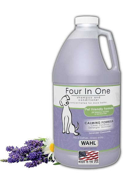 Wahl USA 4-in-1 Calming Pet Shampoo for Dogs – Cleans, Conditions, Detangles, & Moisturizes with L