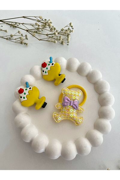 baume clothes Girl's Yellow Ice Creams Epoxy Buckle Set