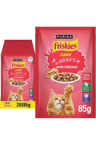 Friskies Purina - Purina Kitten Chicken Chunks In Gravy Wet Cat Food Pouch 85G (26 Pouches)