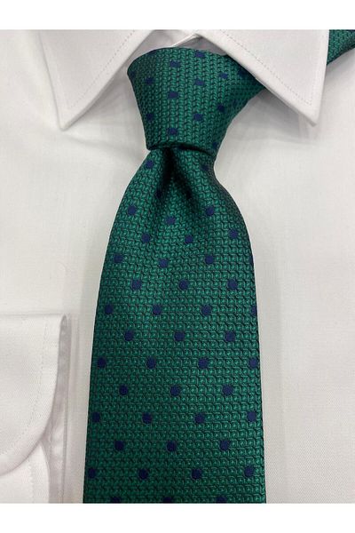 Pierre Cardin Pi̇erre Cardi̇n Woven Fabric Patterned Green Navy Blue Tie
