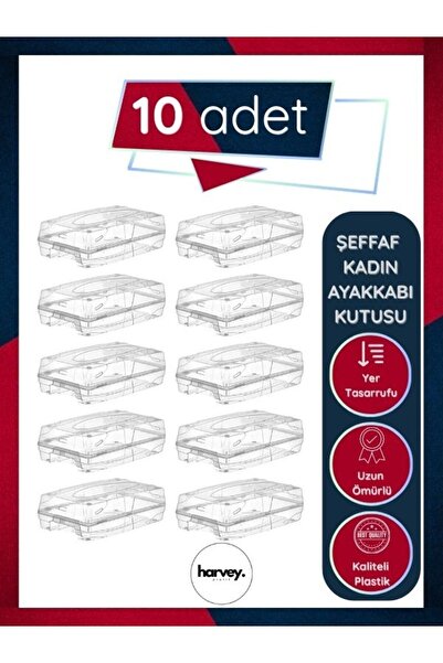 Harvey 10'lu Şeffaf Ayakkabı Saklama Kutusu Kadın