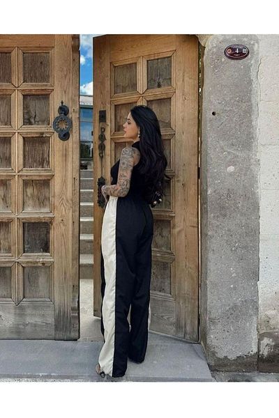 EDVESS Y2k Unisex Baggy Parachute Pantalon - Μαύρη λεπτομέρεια, New Trend αθλητική φόρμα