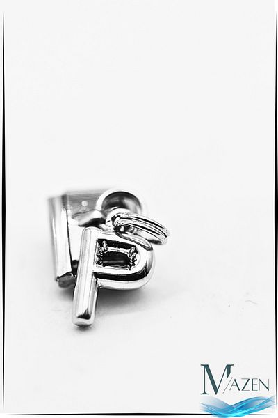 MAZEN P Letter Hanging Steel Curved Letter Charm – Italian Bracelet Compatible