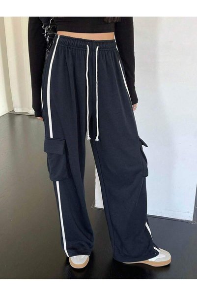 EDVESS Y2K Black Striped High Waist Casual Pants