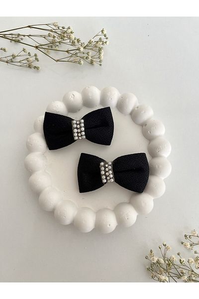baume clothes Girl's Set of 2 Black Bow Ribbons