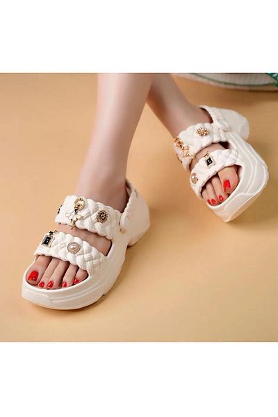 AKÇA Braided Crocks Stone Orthopedic Slippers