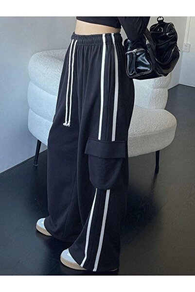 EDVESS Y2K Black Striped High Waist Casual Pants