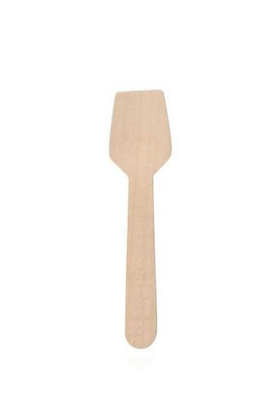 alenked Ecological Wooden Ice Cream Spoon Square 9.5 cm 100 Pieces