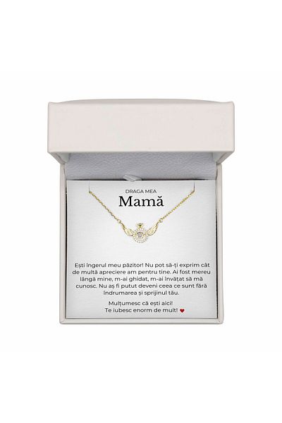 The Jewel Heart Colier Pentru Mama, Argint 925 Placat Cu Aur 14K, Cutie LED Premium