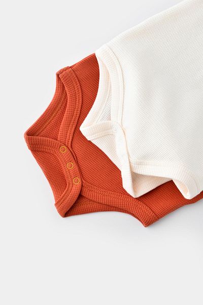 Magu Unisex Baby Cotton Sleeveless Tile & Cream Body Set