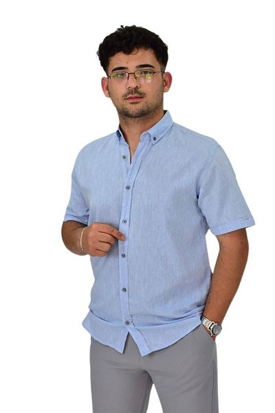 DYNAMO Men's Cotton Summer Short Sleeve Shirt 9664 Bgl-St04595