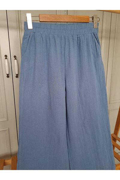Butik Muslin Fabric Elastic Waist Fabric Trousers
