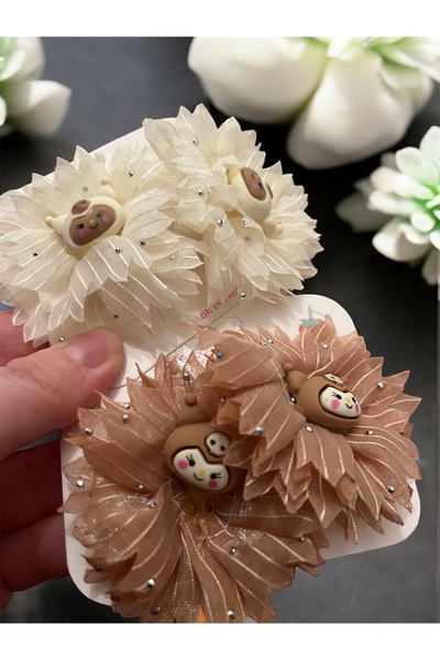 alpikom 2 Sets of Kuromi Theme Tulle Stone Cute Elastic Hair Clip Kuromi Buckle Set