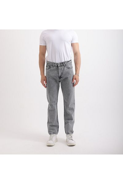 cliento Men's Baggy Fit Relaxed Cut Straight Leg Gray Jean Trousers