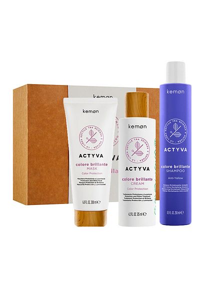 Kemon Set Actyva Colore Brillante pentru păr vopsit, șampon 250 ml, mască 200 ml, cremă 125 ml