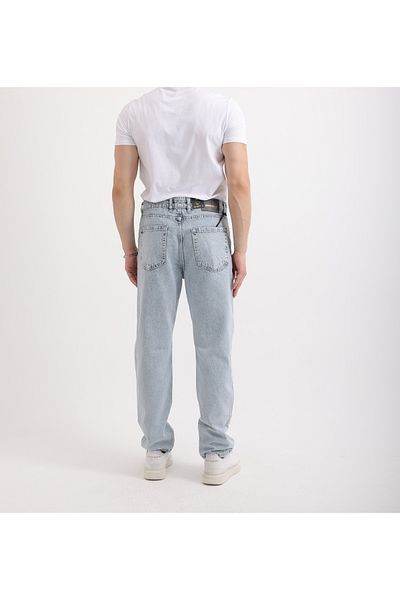 cliento Men's Baggy Fit Relaxed Cut Straight Leg Blue Jean Pants