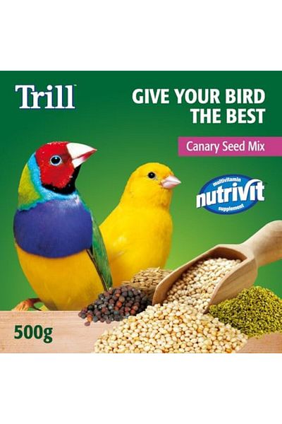 SKY TOUCH Trill Canary Seed Mix 500g, Bird Food, Canary Bird Seed, a Balanced Blend of Nutrivit Kibbles, Compl