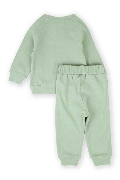 Cigit Reglan Sleeve Placket Basic Set 1-5 Years Water Green